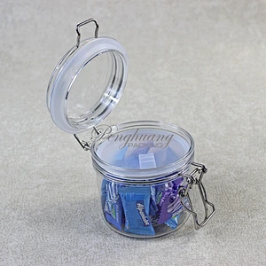 Spot airtight PET 350g  unbreakable smooth body pyramid clip top jar for body Scrub skin care cream/ canned food