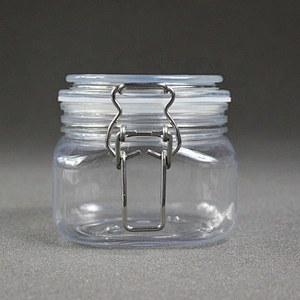 500ml 16-17oz  Can Food transparent dry food fruit PET plastic jar with  Plastic Lid