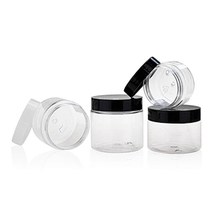 150ml 5oz Wholesale cosmetic and food packaging pet plastic jar  cream jar with white or black lid
