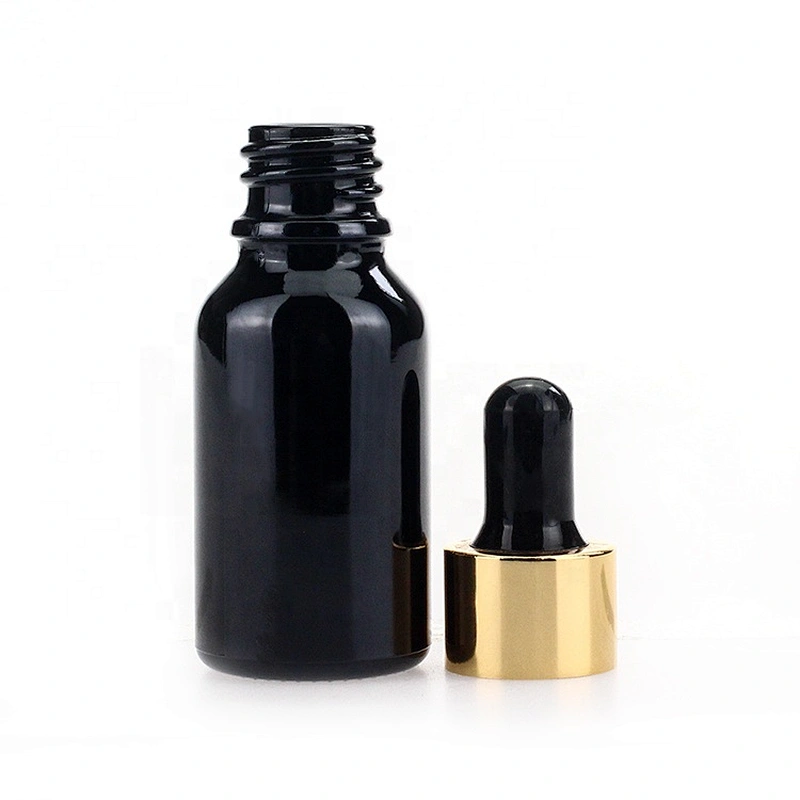 15ml 0.5oz Black Glass Dropper Pipette Bottle customized Essential Oil Cosmetic Bottle
