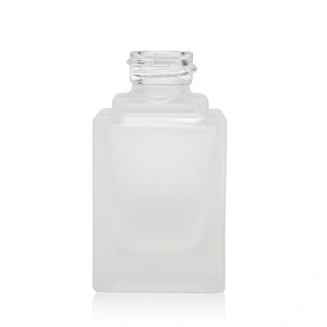 25ml Glass bottle packaging Square Liquid frosted Foundation Bottle Lotion with Plastic Cap Pump