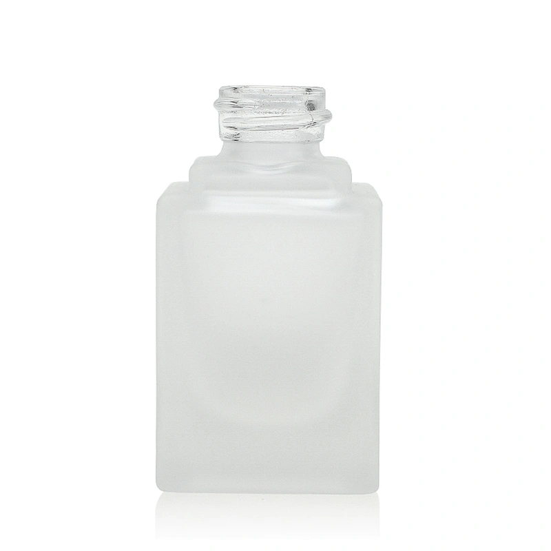 25ml Glass bottle packaging Square Liquid frosted Foundation Bottle Lotion with Plastic Cap Pump