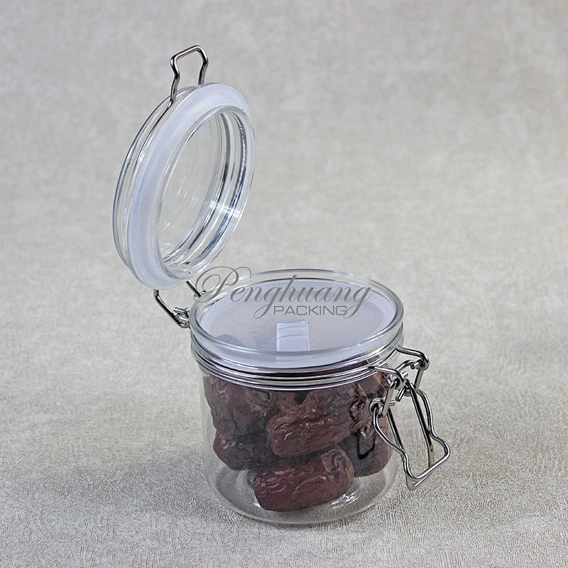 Hot Style Glasslike Wire Bail Jar 450ml Plastic  Food Grade PET Plastic Cookie Jars Wholesale from China