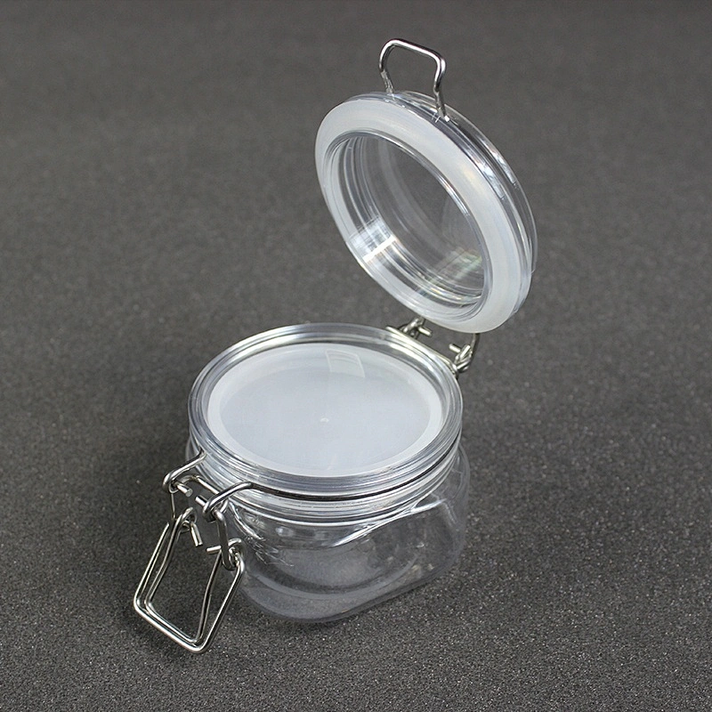Can food spot airtight PET 150ml square shape transparent plastic  jar tea canned food container for cream butter