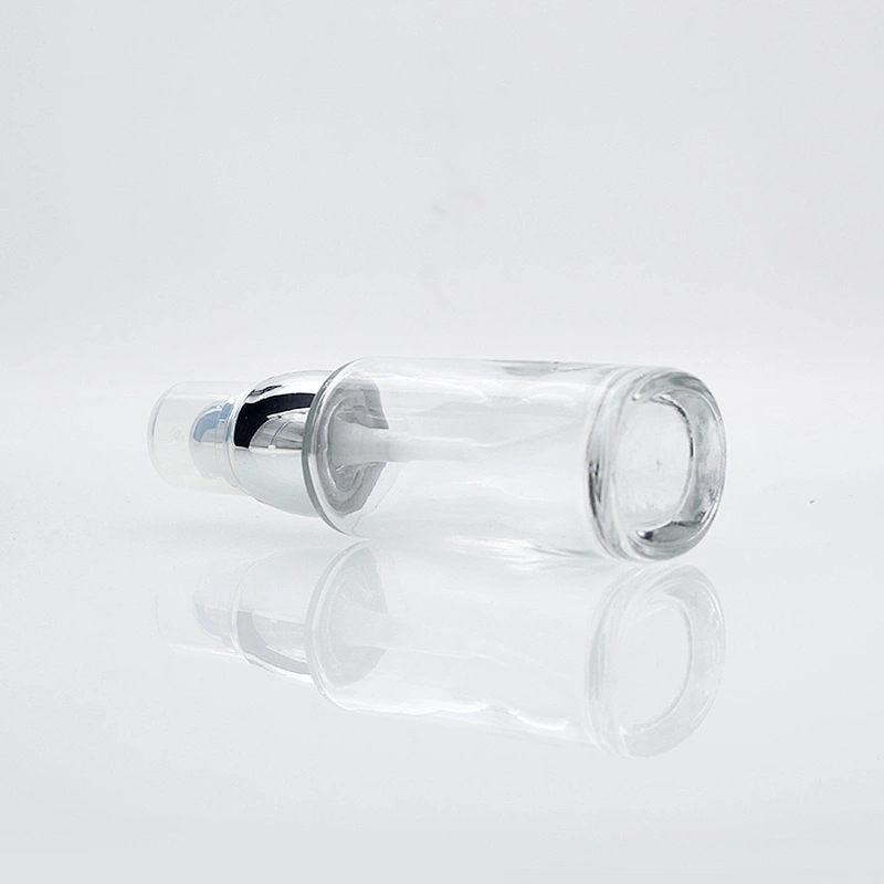 30ml 1oz Luxury Clear Cosmetic Liquid Bottle Foundation Serum Glass Bottle With Black Lotion Pump