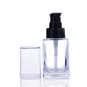 square glass liquid cosmetic container empty glass foundation bottle Container Wholesale