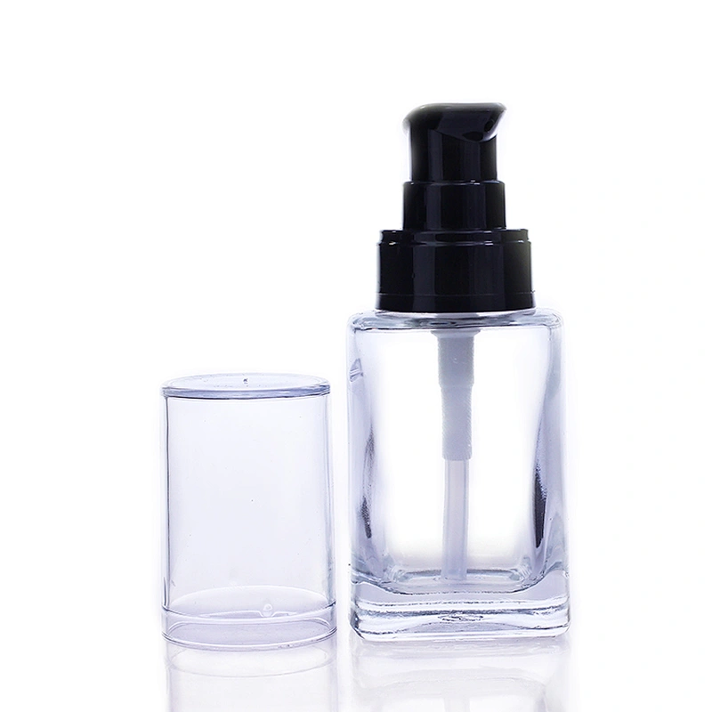 square glass liquid cosmetic container empty glass foundation bottle Container Wholesale