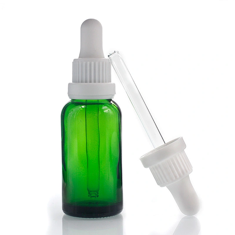 Manufacturers Hot Sale 30ml Custom green color bottle Silk Body 30ml Essential Oil glass Bottles with dropper
