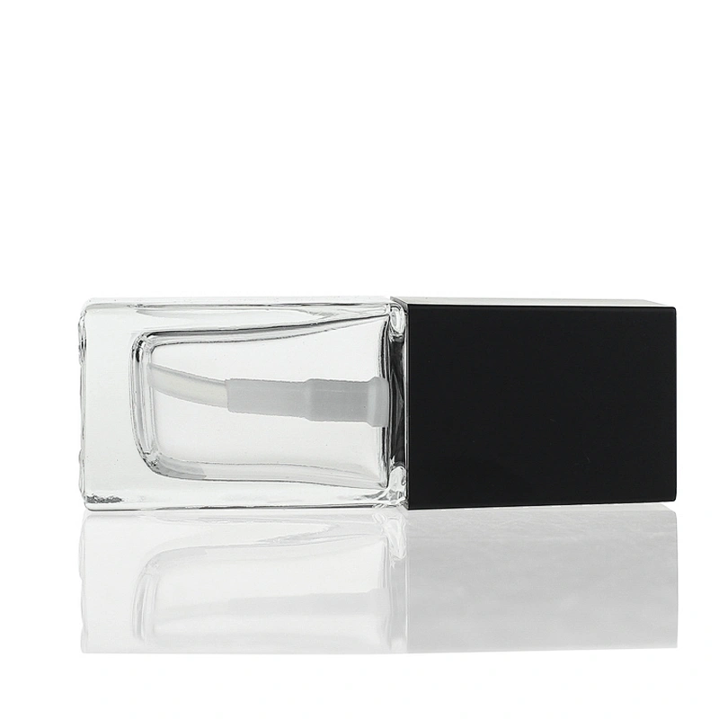 Luxury  25ml Glass bottle packaging Square Liquid clear Foundation Bottle Lotion Pump