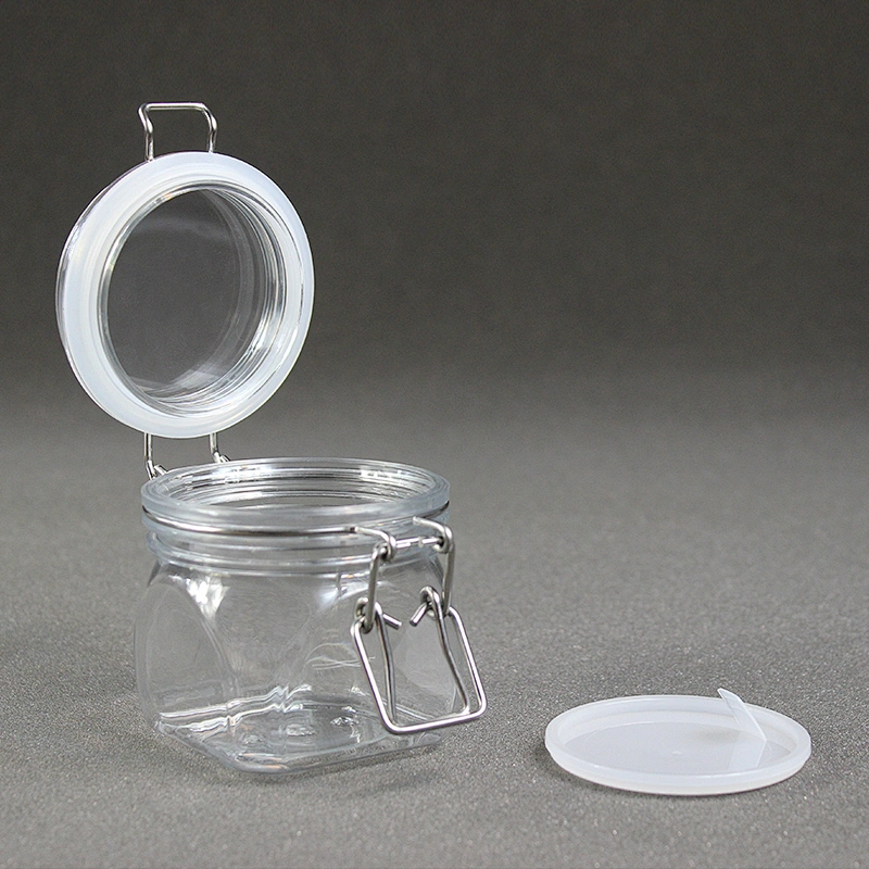 Hot Style Glasslike Wire Bail Jar 220ml Plastic  Food Grade PET Plastic Cookie Jars Wholesale from China