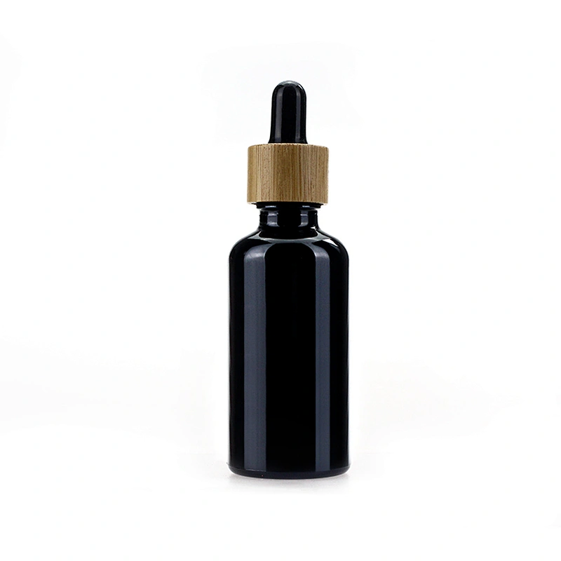 50ml  Black Glass Dropper Pipette Bottle customized Essential Oil Cosmetic Bottle
