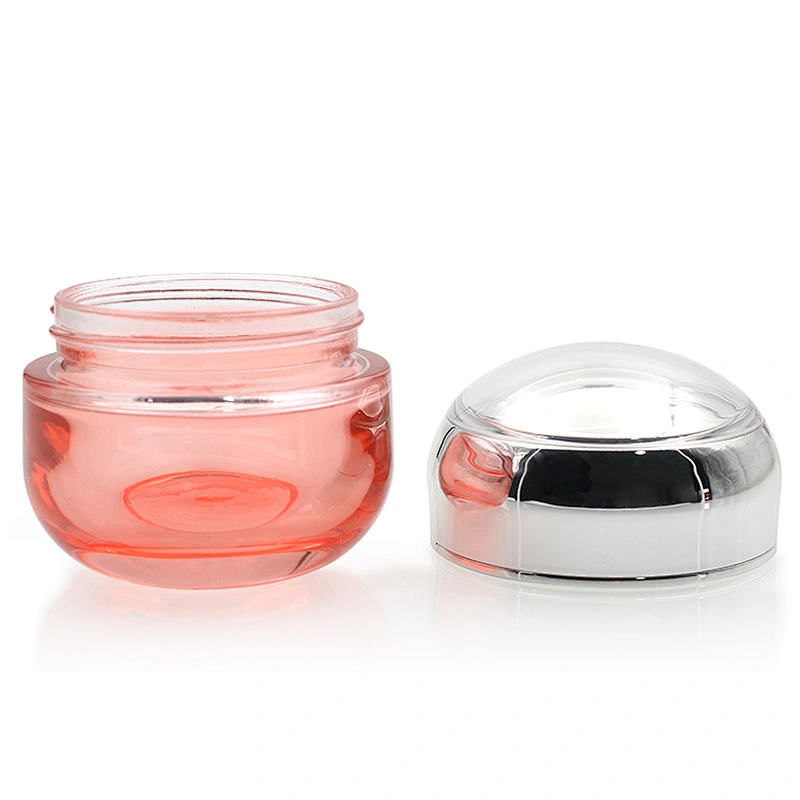Clear pink  Glass jar 30g  50g Custom Color   Face Cream Jars Container Manufacturers Cosmetic Packaging Set for Skin Care Jar