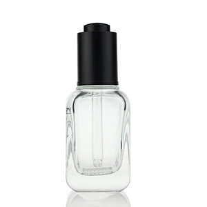 Best Selling 50ml Transparent  Cosmetic Empty Round Shape Serum lotion  Glass Bottle with Wholesale Price
