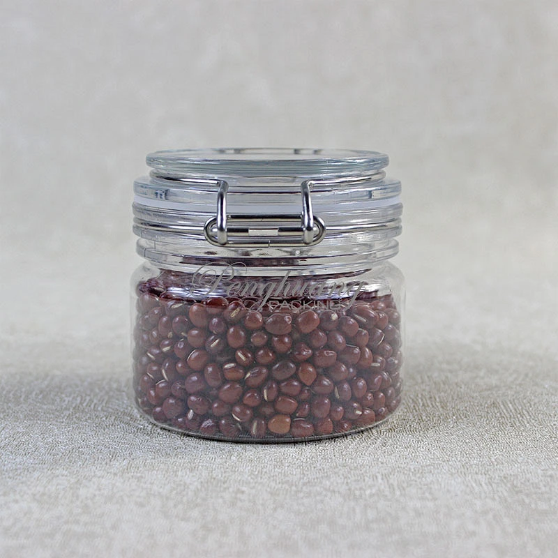Hot Style Glasslike Wire Bail Jar 300ml Plastic  Food Grade PET Plastic Cookie Jars Wholesale