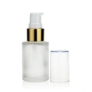 frosted Foundation Glass Bottle 30ml Cosmetic Makeup packaging Foundation Bottle with Plastic Cap Pump