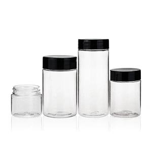 120ml PET transparent packaging cosmetic and food jar with white and black lid