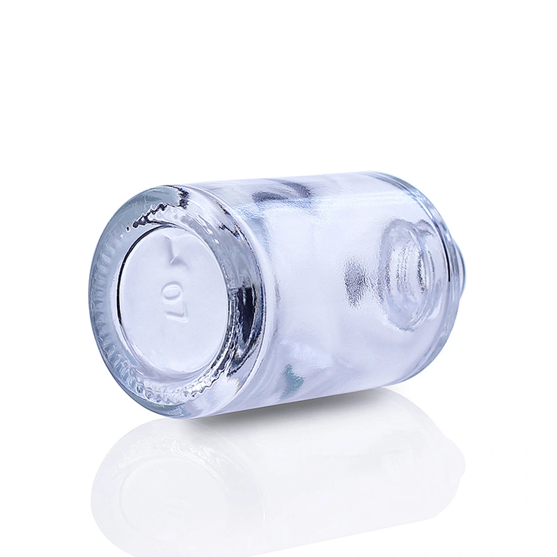 Round Cosmetic Packaging Empty 30ml Clear Glass Liquid Foundation Bottle Container Wholesale