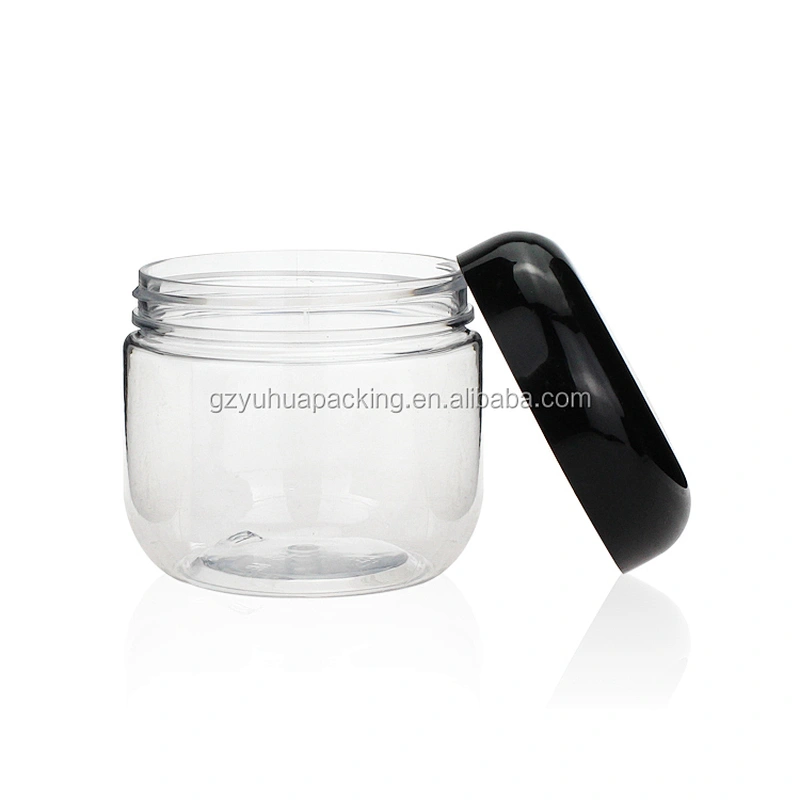 120ml PET transperate  pet cream and food jar can with round black cap empty food cans cream and food jar