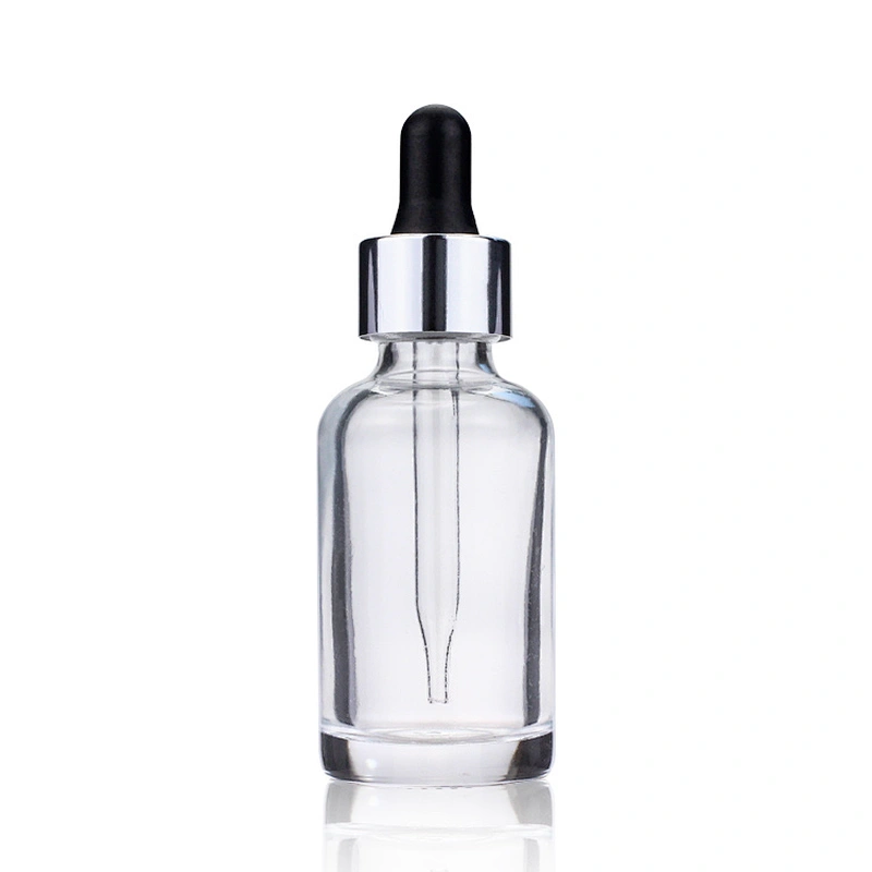 Classical Custom Cosmetic Packaging 30ml Serum Clear Glass Cosmetic Dropper Bottle for Serum Essential Oil
