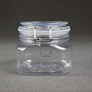 500ml 16-17oz  Can Food transparent dry food fruit PET plastic jar with  Plastic Lid