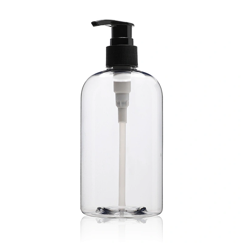 Large round empty plastic bottle 300ml 360 ml 500ml clear plastic Shampoo PET personal care hand wash container OEM supplier