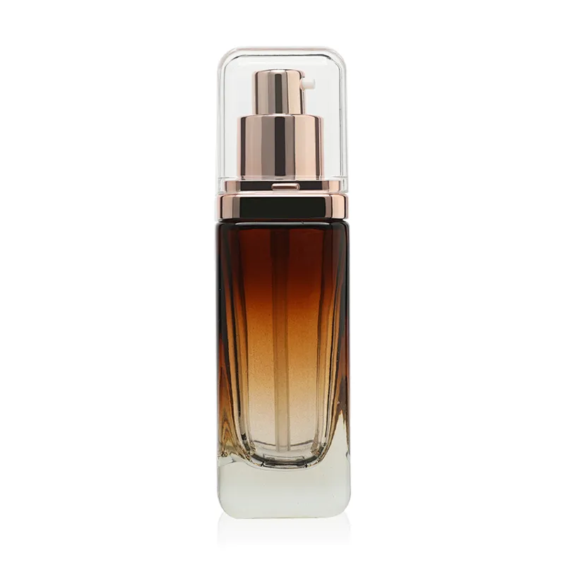Square Glass Bottles Amber Glass Lotion Bottle 40ml/100ml/120ml Clear Custom Face Oil Bottles Container Manufacturers Set