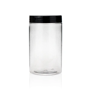 High-quality transparent 360ml Empty Plastic cosmetic and food jar with black lid