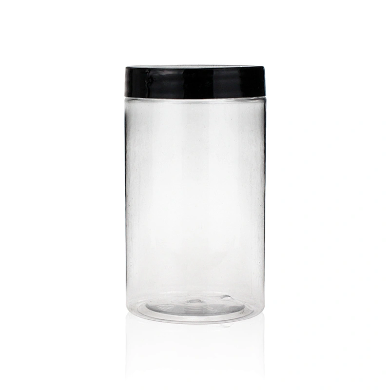 High-quality transparent 360ml Empty Plastic cosmetic and food jar with black lid