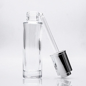 Hot  Selling Cosmetic Containers  35ml Clear  Empty Skincare Glass Serum Bottles with Droppers