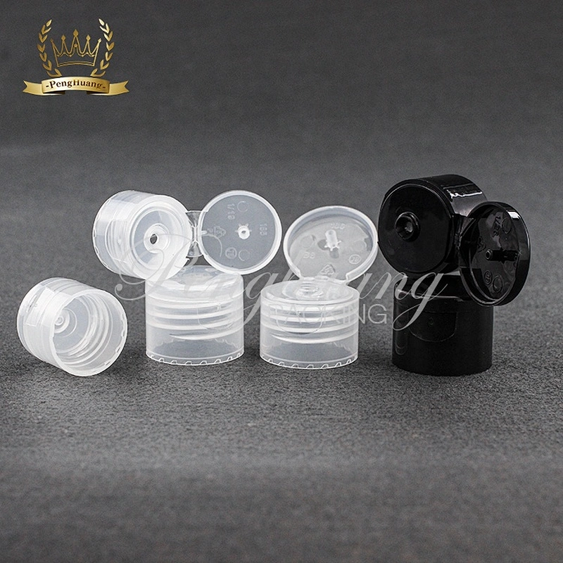 China 24/410 plastic flip top cap transparent screw plastic caps for screws in stock PET caps OEM ODM Supplier