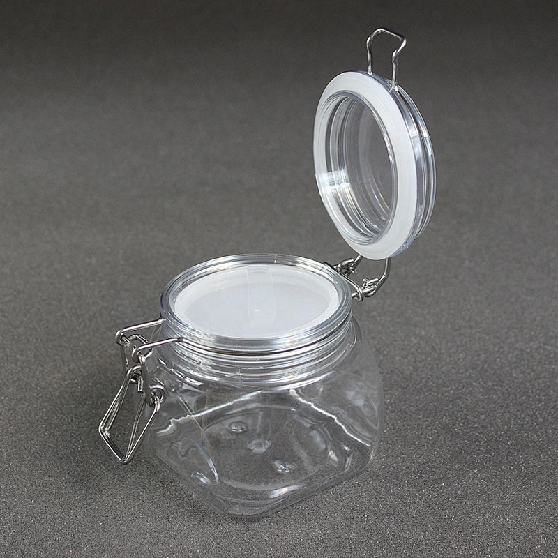400ml 13.3oz pyramid plastic airtight pot PET kilner jar with PE inner cap and spoon for body butter cosmetic cream