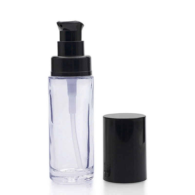 High quality cosmetic packaging 30ml 1oz lotion foundation liquid makeup glass pump bottle