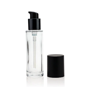 30ml cosmetic packaging clear empty serum pump lotion foundation glass bottle with pump cosmetic boxes wholesale