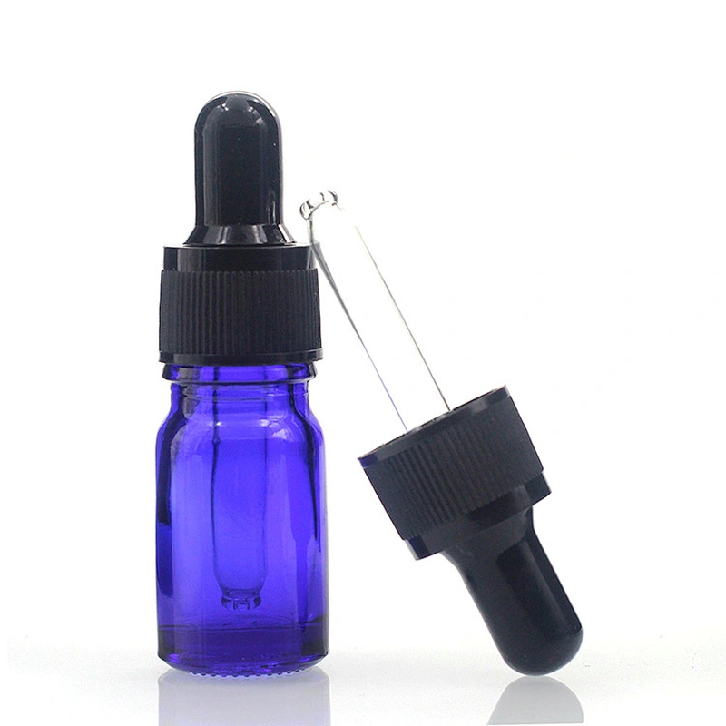 5ml Empty Mini  Blue Glass Dropper Bottles for essential Oil  Cosmetic Containers Vial  Glas
