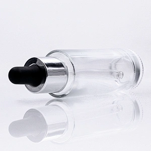 Fancy Serum lotion Bottle 40ml Cosmetic Glass Bottle with Small Dropper  Round Shape Container Manufacturer
