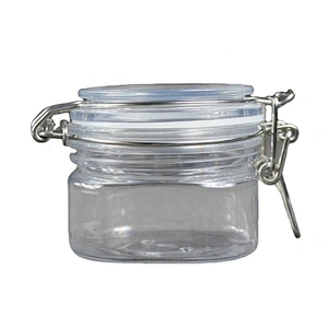 Can food spot airtight PET 150ml square shape transparent plastic  jar tea canned food container for cream butter