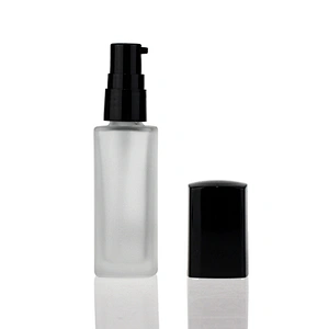 30ml empty  glass serum bottles foundation bottle  black pump with cap for cosmetic packaging