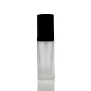 30ml frosted empty square bottle liquid lotion glass foundation bottle with Dropper pump black cap