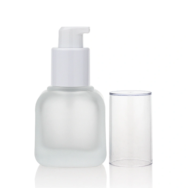 30ml serum cosmetic foundation liquid glass bottle packaging frosted lotion bottle with clear cap
