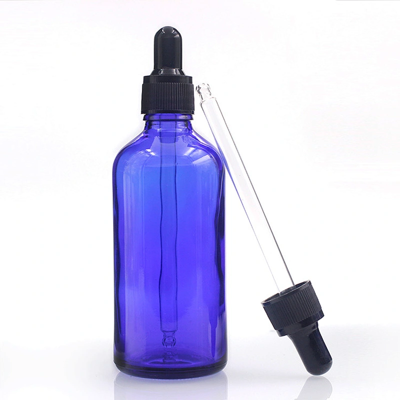 100ML Blue Essential Oil  Glass Bottles with Glass Dropper Travel Dropper Liquid Pipette Bottle