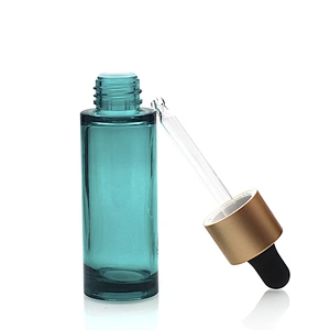 Hot selling Manufacture Tall Cylinder Blue Glass Serum Bottle 70ml With Dropper And Pipette