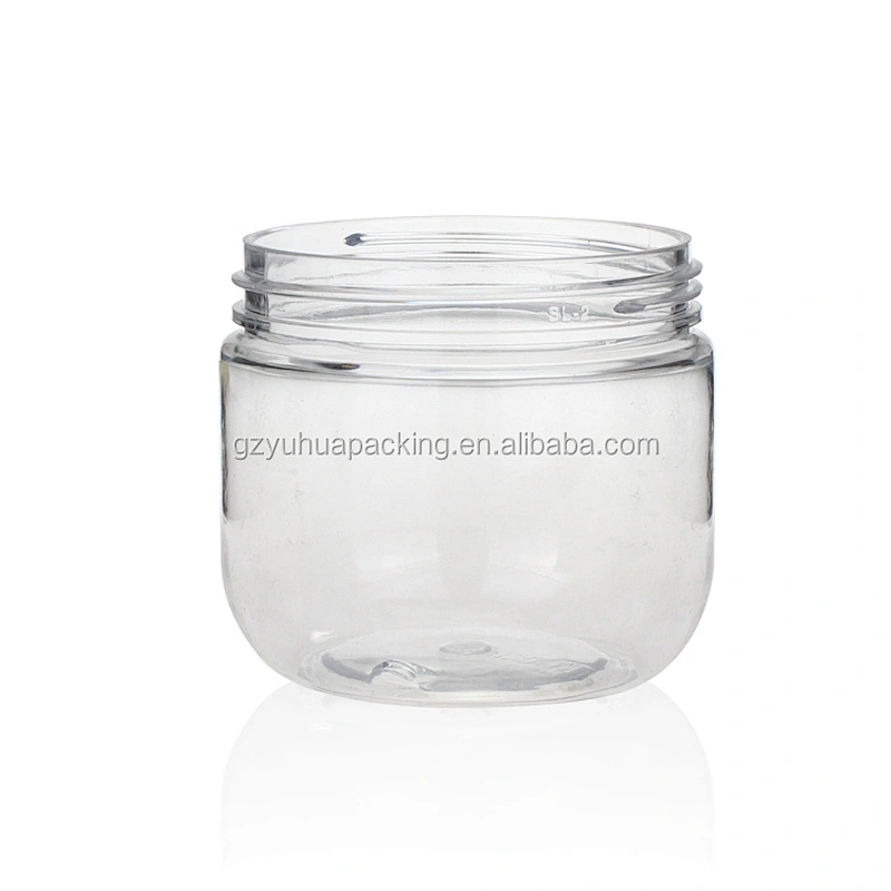 180ml 6oz Wholesale cosmetic and food packaging pet plastic jar  cream jar with  black lid