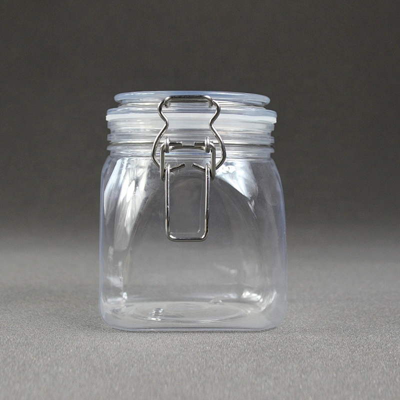800ml 26-27oz  Can Food transparent dry food fruit PET plastic jar with  Plastic Lid
