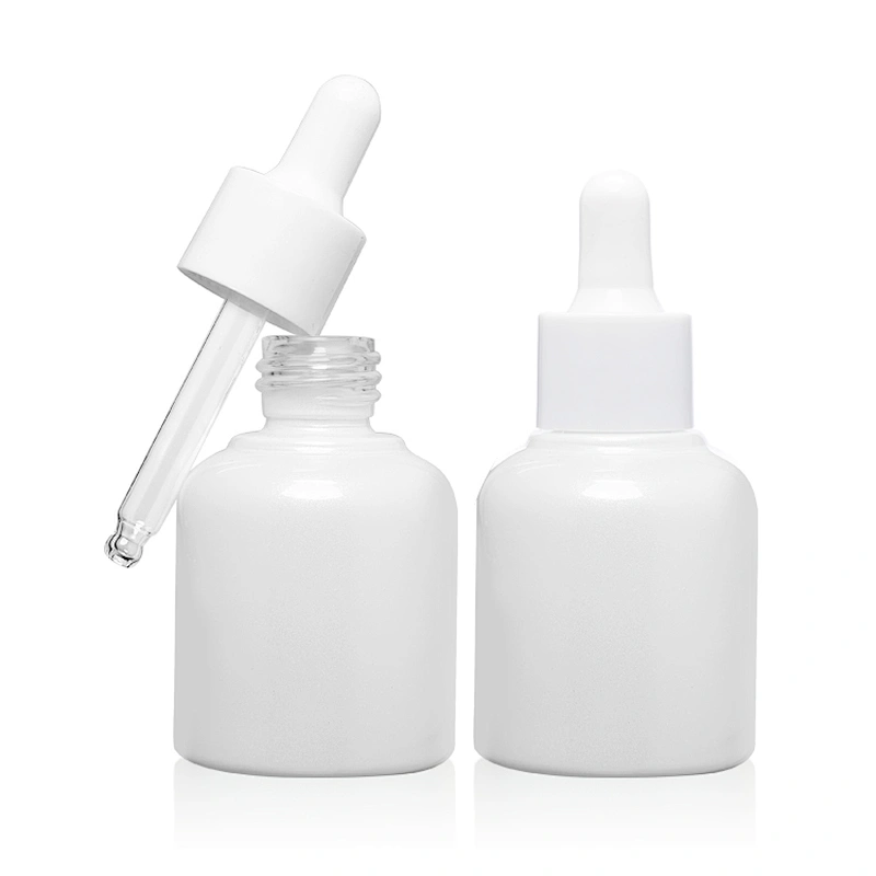 2021 Penghuang New Arrival Premium Serum Oil Packaging White 1oz 35ml Glass Dropper Oil Bottles Dropper Serum Bottles