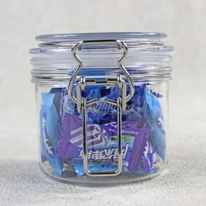 Spot airtight PET 350g  unbreakable smooth body pyramid clip top jar for body Scrub skin care cream/ canned food