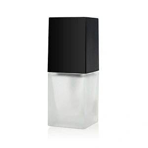 25ml Glass bottle packaging Square Liquid frosted Foundation Bottle Lotion with Plastic Cap Pump