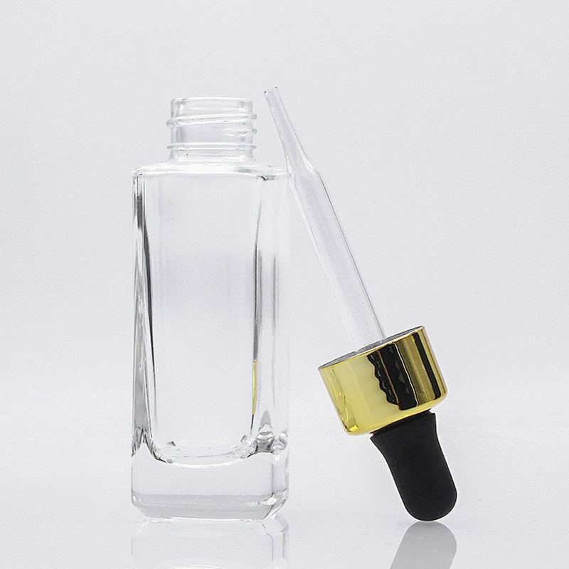 Wholesale 35 ml clear glass serum bottles square essence bottles with good price
