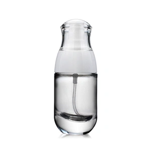 30ml empty glass bottles foundation bottle pump with plastic clear cap for cosmetic packaging