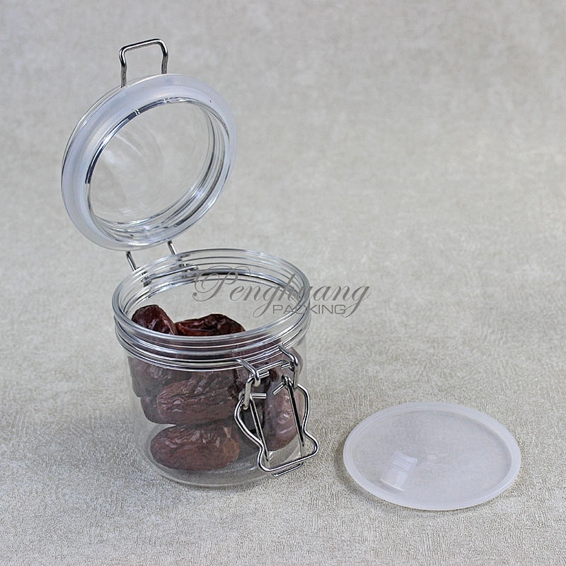 Hot Style Glasslike Wire Bail Jar 450ml Plastic  Food Grade PET Plastic Cookie Jars Wholesale from China