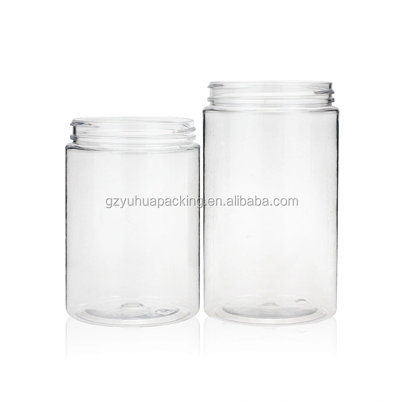 300ml PET transparent packaging cosmetic and food jar with white and black screw cap